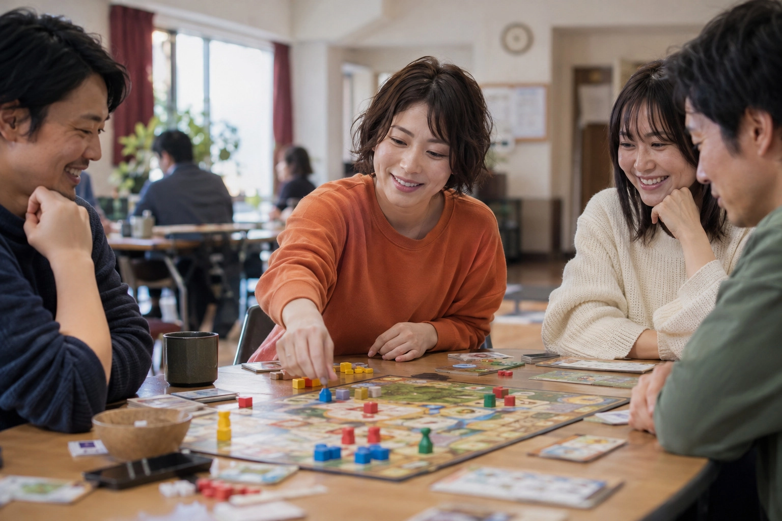 社会人の仲間とボードゲームを楽しむ女性