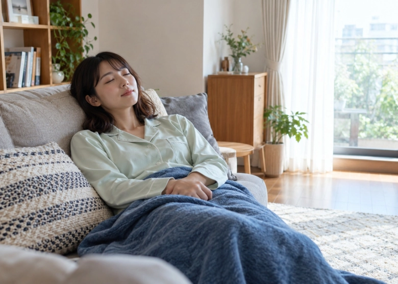 予定を入れず、ゆっくり休む女性
