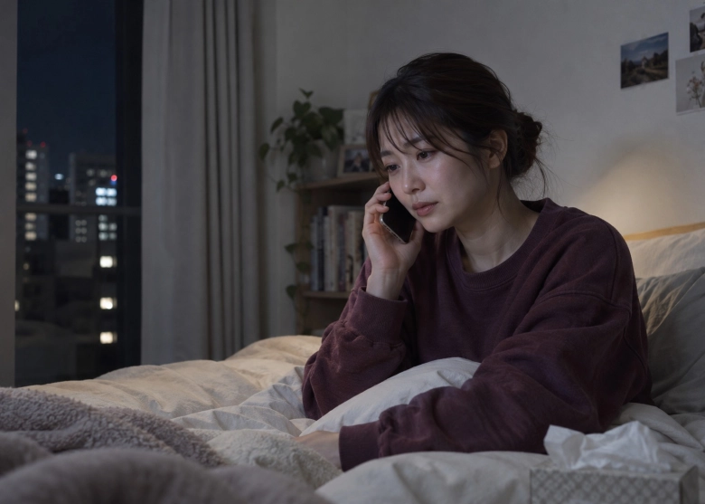 話を聞いてほしいと、友達に連絡する女性