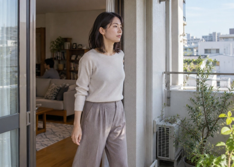 少しその場を離れ、気持ちを整える女性