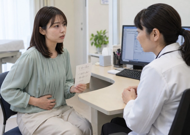 生理痛のつらさを医師に伝える女性