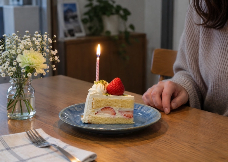 好きなケーキを一つ用意した、自分の誕生日