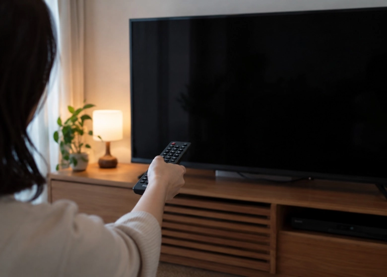テレビを消して、部屋の刺激を減らす手元