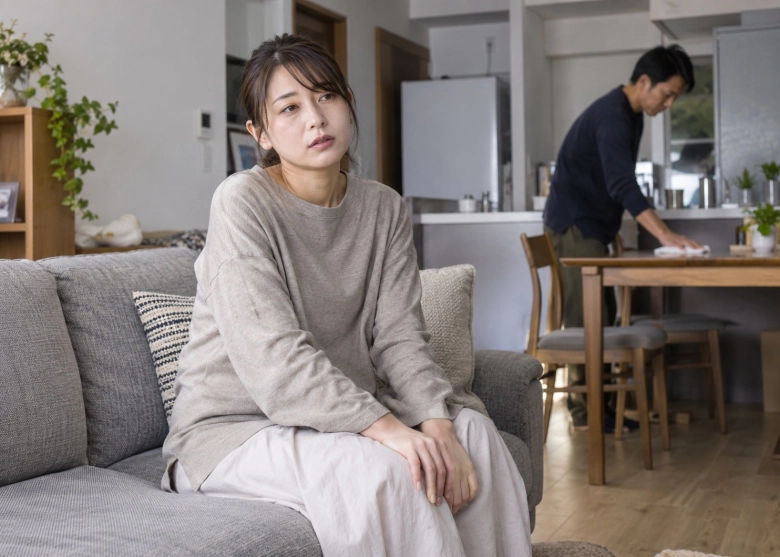 疲れた体を休める女性