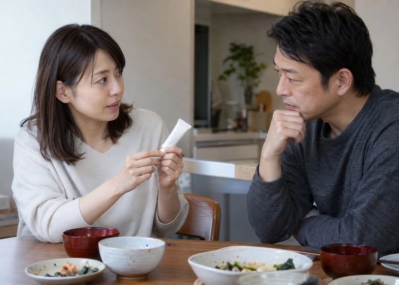 次は潤いを補う工夫をしたいと彼に話す女性